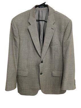 Ralph Lauren Mens 46R Houndstooth Blazer Wool Marked Dry Clean Only